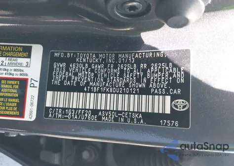 2013 Toyota Camry Se from USA, damaged, VIN 4T1BF1FK8DU210121
